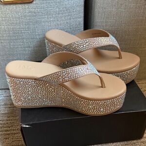 Brand New bling rhinestone thong wedges size 7